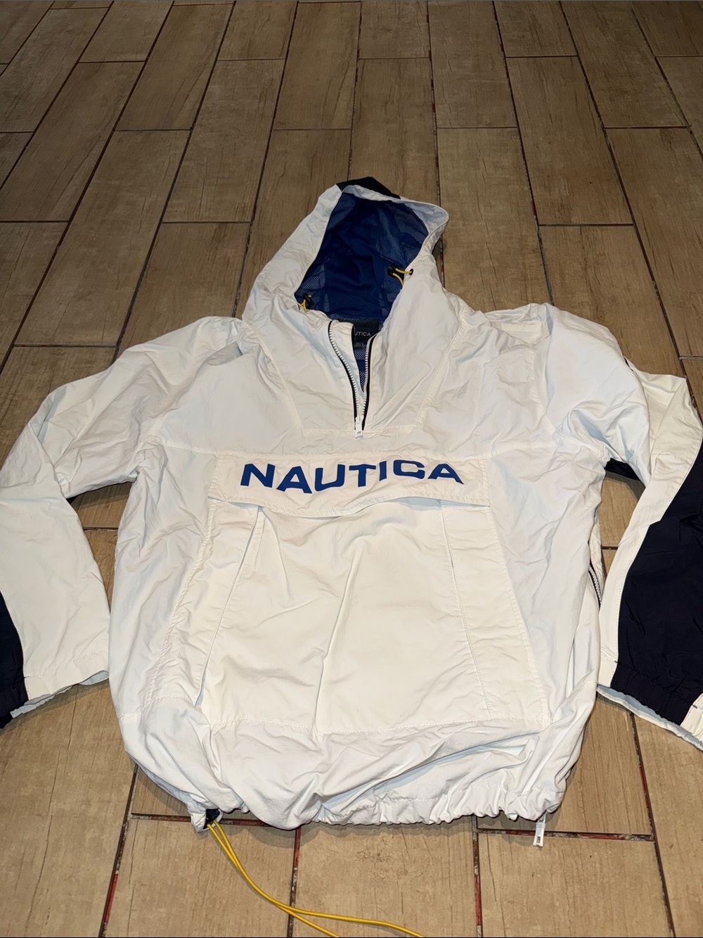 Nautica White and Navy Pullover Windbreaker Jacket